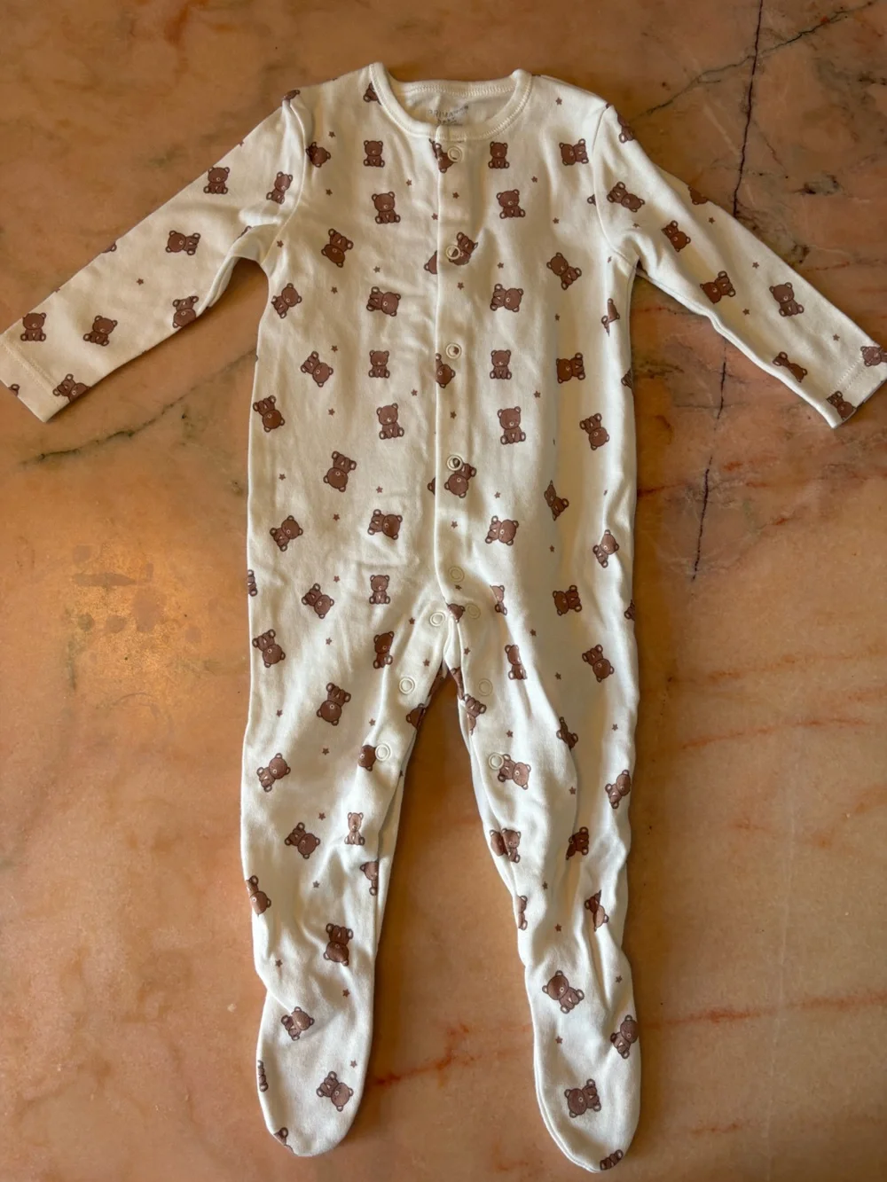 3-Pack Neutral Baby Pajama Footed Onesies - Bear & Star Prints NEVER WORN